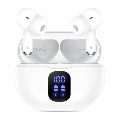 TechProtection UltraBoost Pro Earphone draadloze bluetooth oordopjes wit
