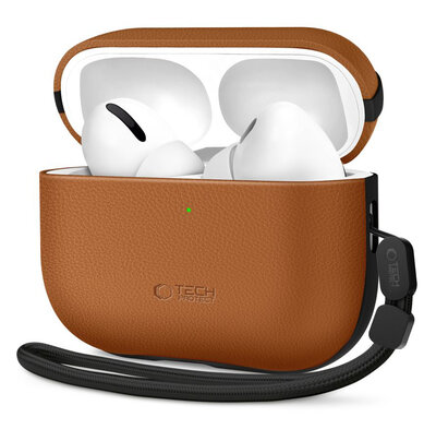 TechProtection Leather AirPods Pro 3 hoesje bruin
