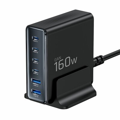 TechProtection GAN 6 poort 160 Watt USB-C oplader