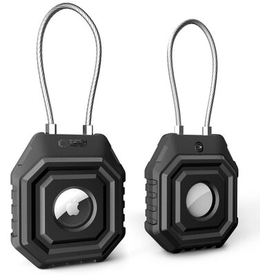 TechProtection Kevlar staalkabel AirTag 1 / 2 sleutelhanger zwart
