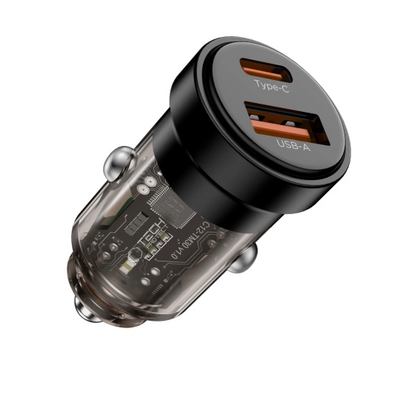 TechProtection CC02 2 poort USB-C en USB-A autolader 30 watt