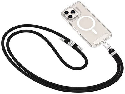 TechProtection Crossbody universeel draagkoord voor elke telefoon zwart / zilver