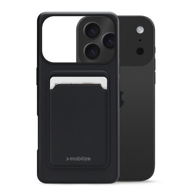 Mobilize Rubber Gelly Card iPhone 17 Pro hoesje zwart
