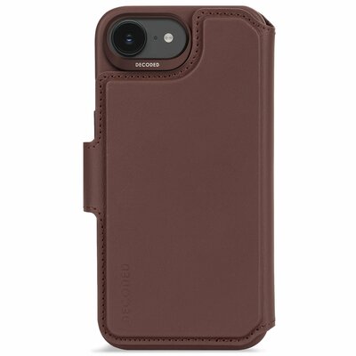 Decoded leren 2 in 1 wallet iPhone 17e / 16e hoesje bruin