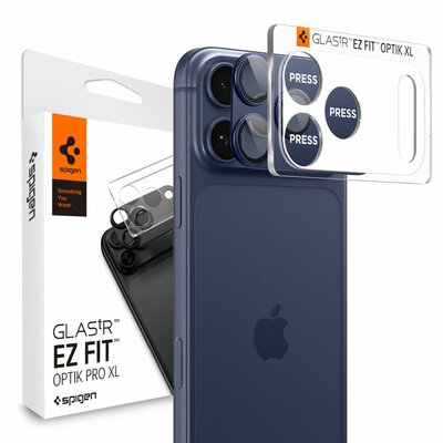 Spigen Optik Pro XL EZ Fit iPhone 17 Pro Max camera protector blauw