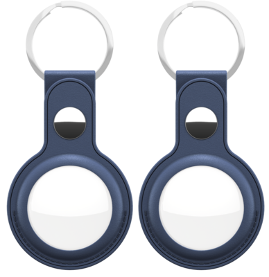 KeyBudz AirTag Leather Keyring hanger blauw 2 pack