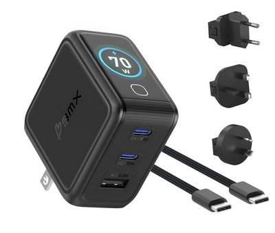 BMX GaNsta 70 watt USB-C oplader met display