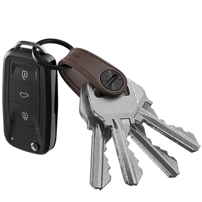 KeySmart Mini Schl&uuml;sselanh&auml;nger aus Leder, braun