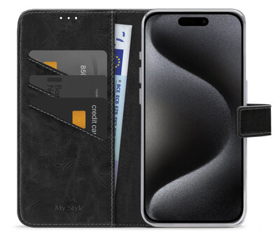 My Style Flex Wallet iPhone 15 Pro Max hoesje zwart