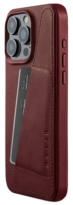 Mujjo Leather Wallet iPhone 15 Pro Max hoesje burgundy