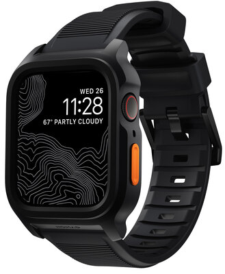 Nomad Rugged case Apple Watch  45 mm bandje zwart / oranje