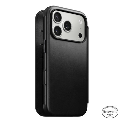 Nomad Modern Leather Folio Horween iPhone 17 Pro hoesje zwart
