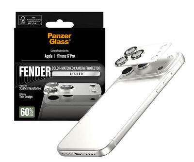 PanzerGlass Fender iPhone 17 Pro camera protector zilver