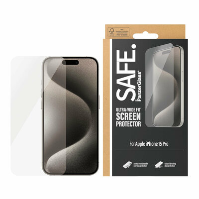PanzerGlass SAFE iPhone 15 Pro Ultra Wide Fit glazen screenprotector