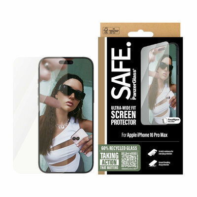 PanzerGlass SAFE iPhone 16 Pro Max Ultra Wide Fit glazen screenprotector