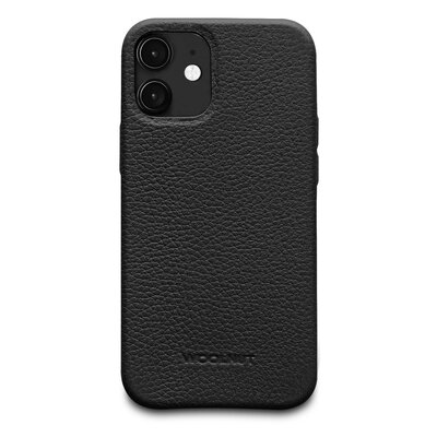 Woolnut Leather case iPhone 12 mini hoesje Zwart