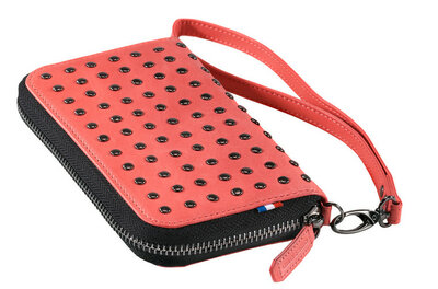 Decoded Leder-Geldb&ouml;rse mit Nieten, rosa