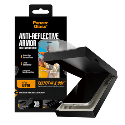 PanzerGlass Anti Reflectie Armor iPhone 18 Pro glazen screenprotector fastfit
