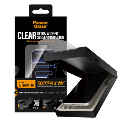 PanzerGlass Ultra Wide Fit iPhone 18 Pro glazen screenprotector fastfit