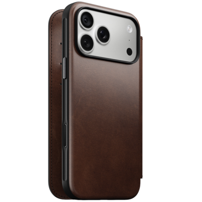 Nomad Modern Leather Horween Folio iPhone 18 Pro hoesje rustic bruin