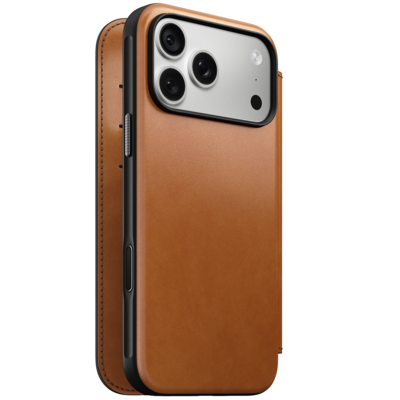 Nomad Modern Leather Horween Folio iPhone 18 Pro hoesje saddle bruin