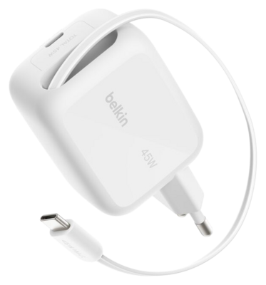 Belkin UltraCharge GaN wandlader 45 watt met uittrekbare kabel