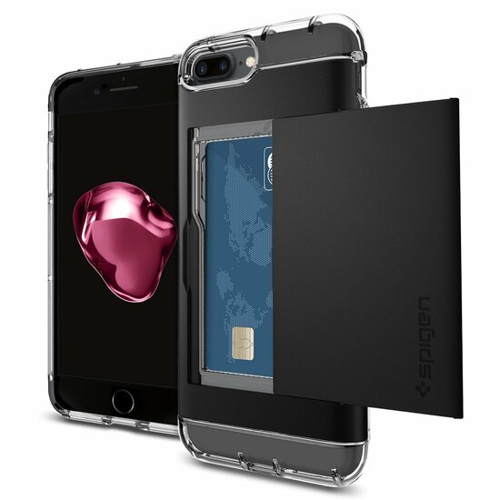 Spigen Crystal Wallet iPhone 7 Plus hoes Zwart
