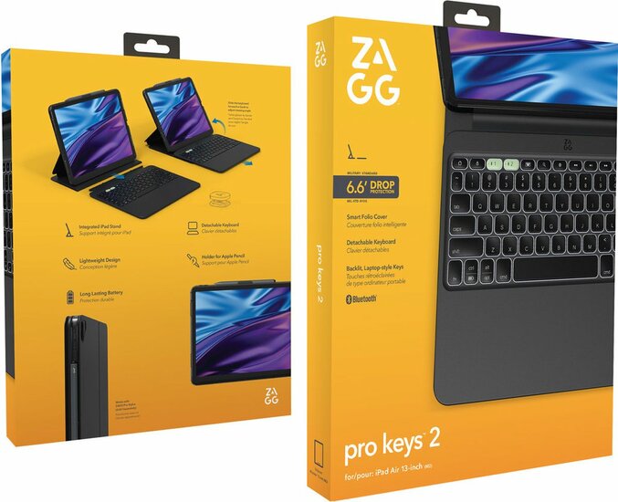 ZAGG Pro Keys iPad Air 2024 13 inch toetsenbord hoesje Zwart