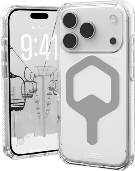 UAG Plyo MagSafe iPhone 17 Pro hoesje doorzichtig zilver