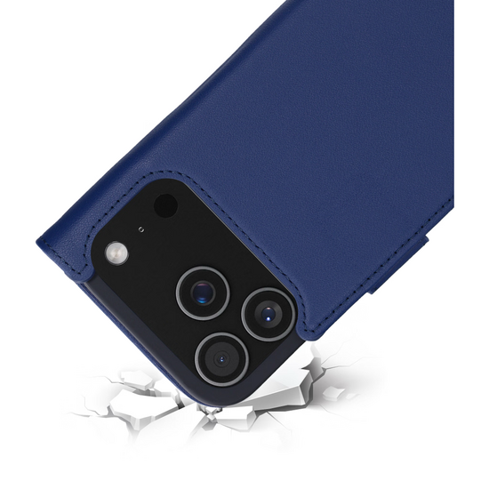 Mobiparts leren Wallet iPhone 17 Pro hoesje blauw