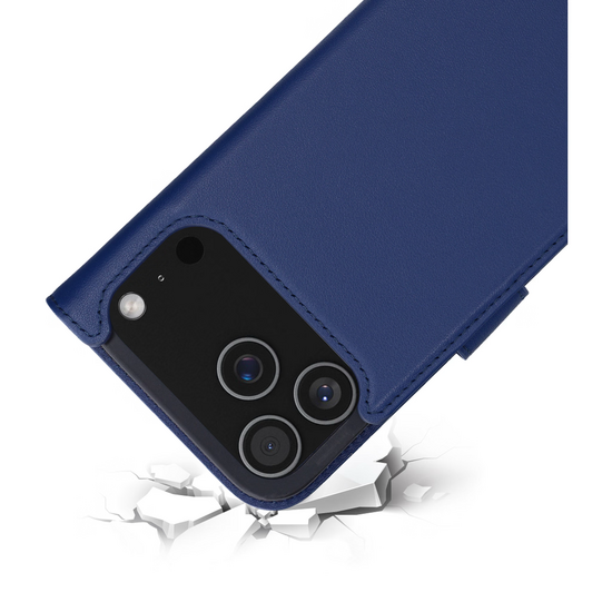 Mobiparts leren Wallet iPhone 17 Pro Max hoesje blauw