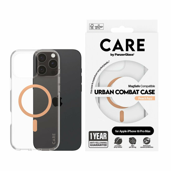 PanzerGlass CARE Urban Combat iPhone 16 Pro Max hoesje oranje