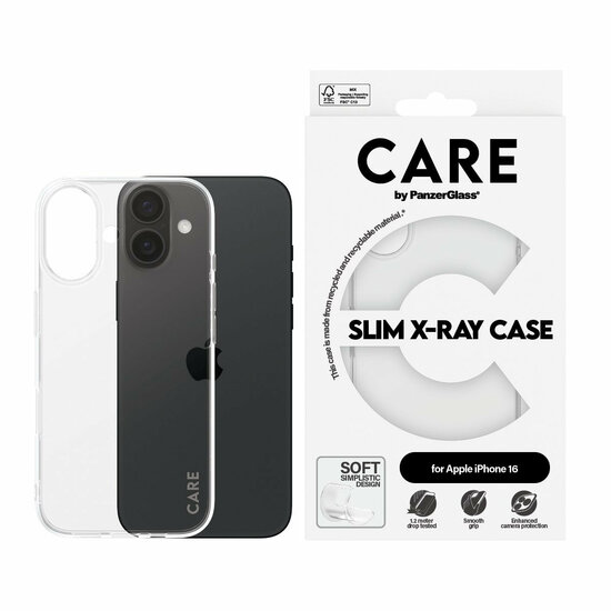 PanzerGlass CARE X-Ray flexibel iPhone 16 hoesje doorzichtig
