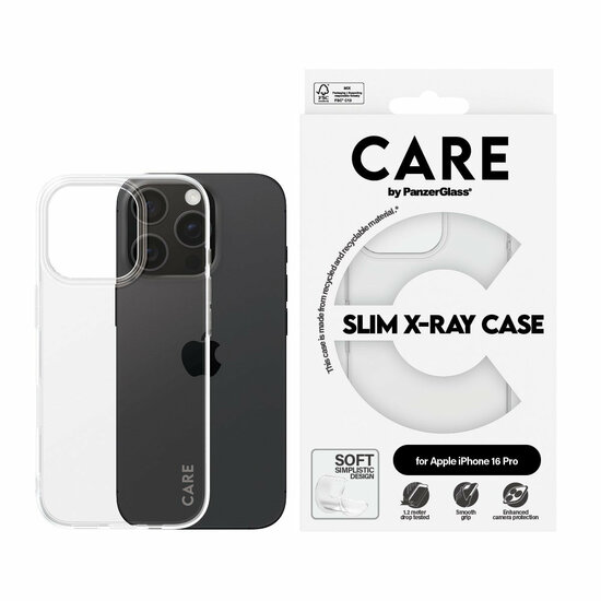 PanzerGlass CARE X-Ray flexibel iPhone 16 Pro hoesje doorzichtig
