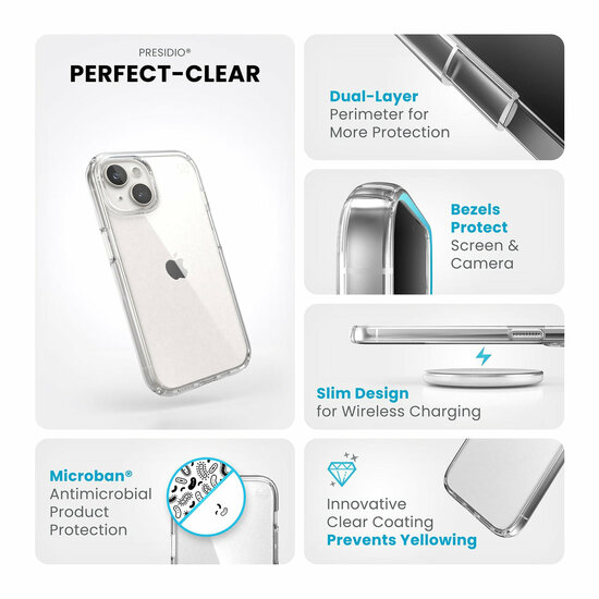 Speck Presidio Perfect Clear iPhone 15 Plus hoesje transparant