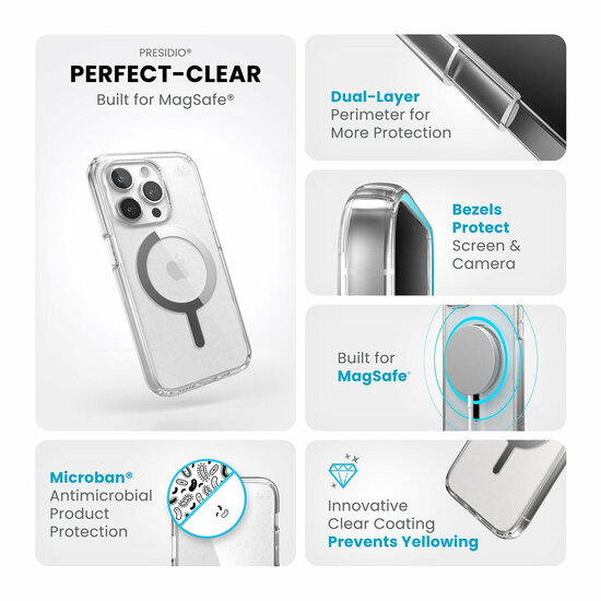 Speck Presidio Perfect Clear MagSafe iPhone 15 Pro Max hoesje transparant 