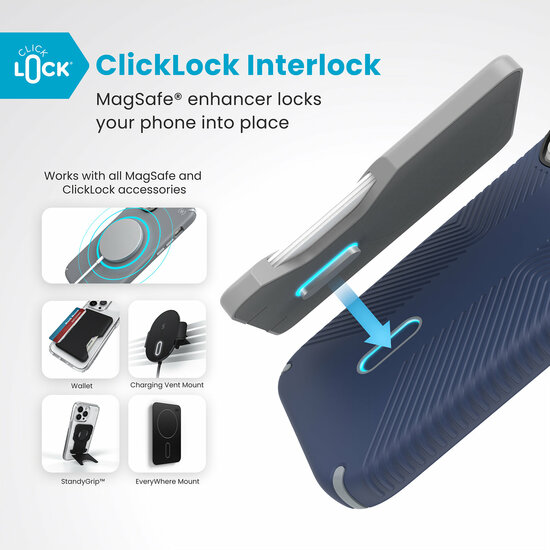 Speck Presidio 2 Grip Clicklock iPhone 16 Pro hoesje blauw