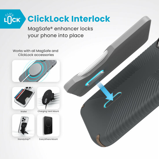 Speck Presidio 2 Grip Clicklock iPhone 16 Pro hoesje grijs