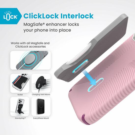 Speck Presidio 2 Grip Clicklock iPhone 16 Pro hoesje roze
