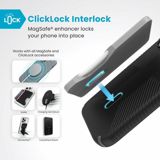 Speck Presidio 2 Grip Clicklock iPhone 16 Plus hoesje zwart