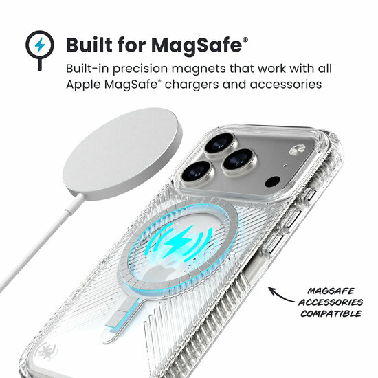 Speck Presidio Perfect Clear Clicklock iPhone 17 Pro hoesje transparant
