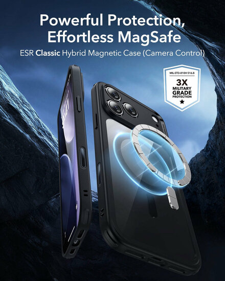 ESR Classic Hybrid camera control iPhone 17 Pro hoesje zwart