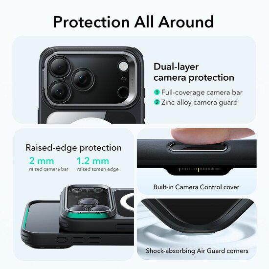 ESR Classic Hybrid Stand CC iPhone 17 Pro Max hoesje zwart