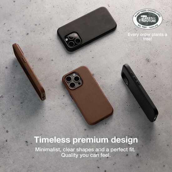 Woodcessories Bio leren MagSafe iPhone 16 Pro Max hoesje zwart