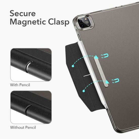 ESR Yippee iPad Pro 12,9 inch 2021 hoesje + glazen screenprotector Zilver