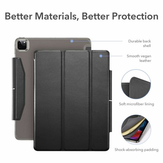 ESR Yippee iPad Pro 12,9 inch 2021 hoesje + glazen screenprotector Zilver