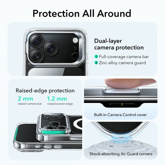 ESR Classic Hybrid Stand CC iPhone 17 Pro hoesje transparant