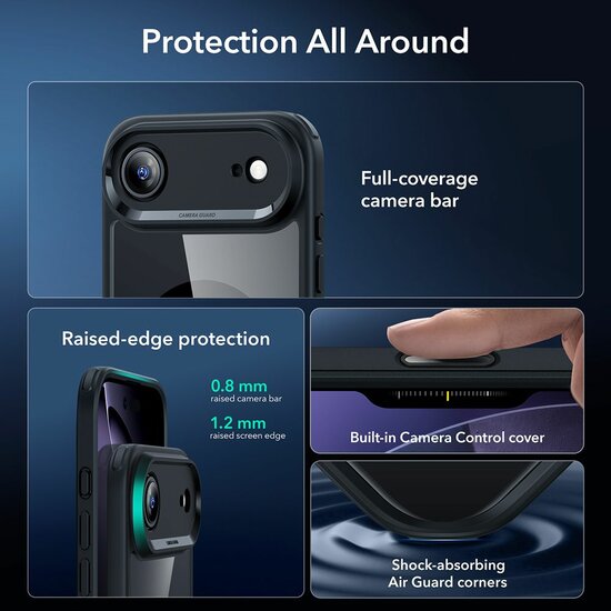 ESR Classic Hybrid MagSafe iPhone 17 Air hoesje met screenprotector zwart