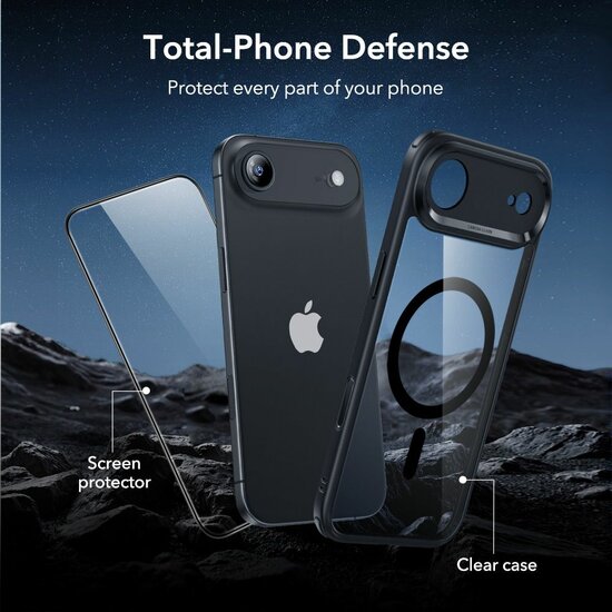 ESR Classic Hybrid MagSafe iPhone 17 Air hoesje met screenprotector zwart