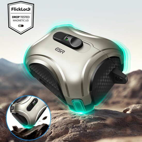 ESR Cyber FlickLock MagSafe AirPods Pro 3 hoesje titanium